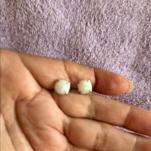 Opal White Iridescent Stud Earrings